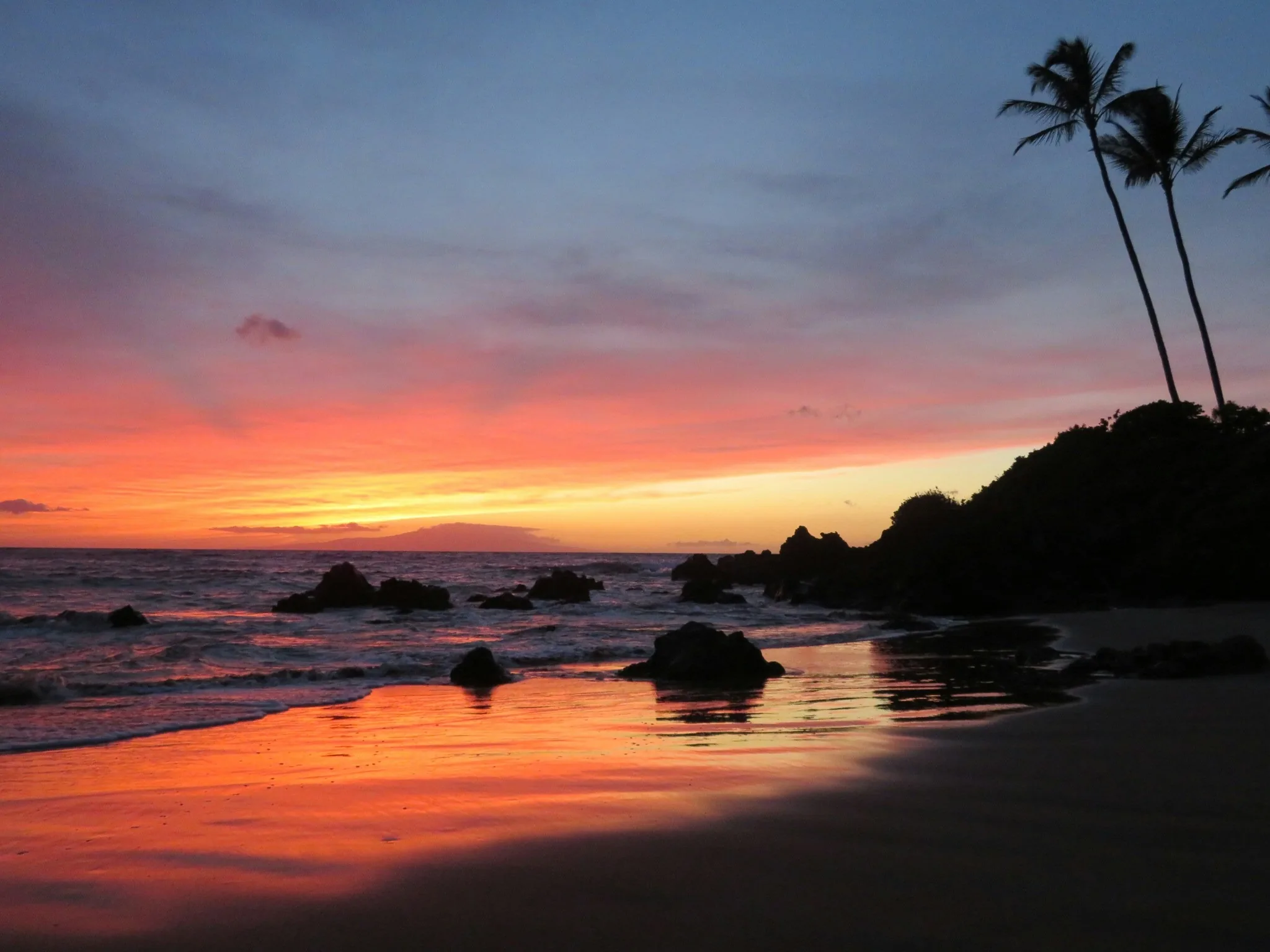 Warm sunrise or sunset light over a Hawaiian landscape